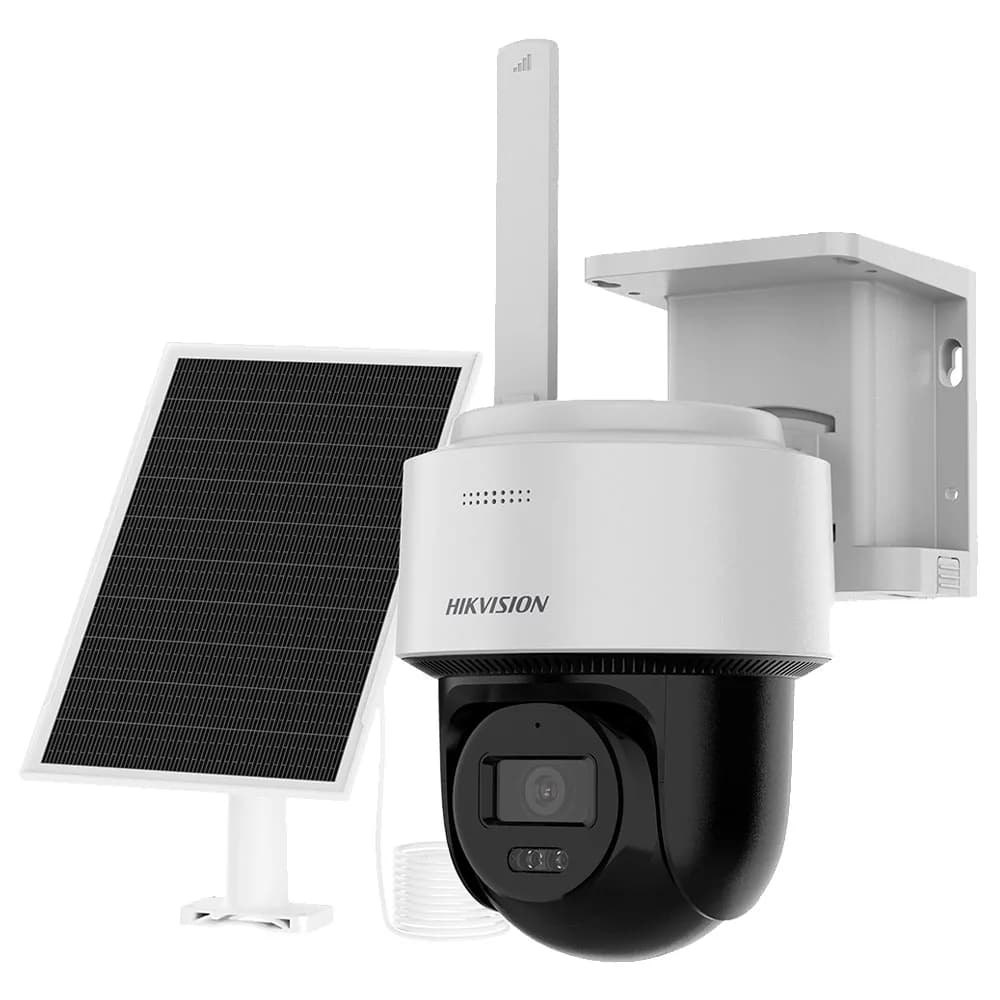 Camera Hikvision IP 4MP Hybrid Light Painel Solar 4G IR 30m Mic Biderecional IP66 DS-2CFSP4/4G/LA