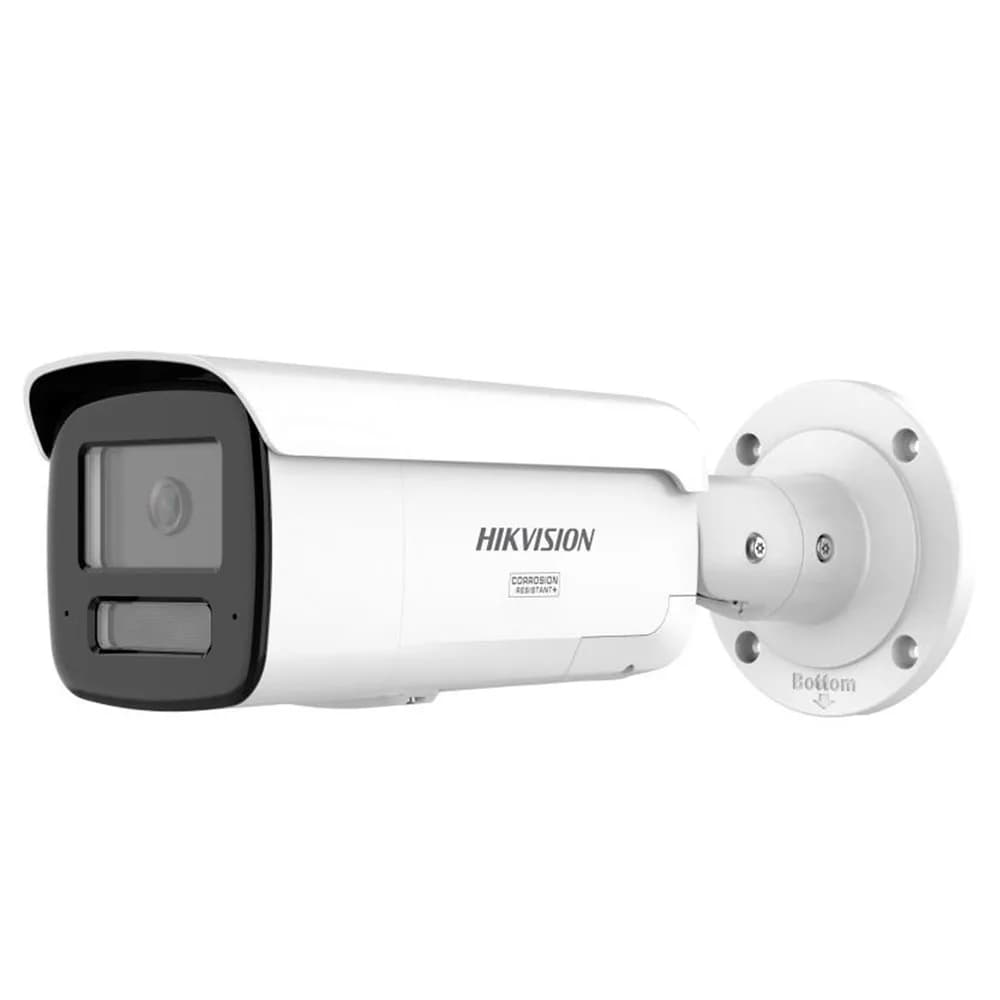 Camera Hikvision IP ColorVu Live Guard 4MP Bullet 4mm Luz Branca 60m Mic Duplo Embutido Slot Micro SD Anticorrosao IP67 DS-2CD2T47G3-LIS2UY/SRB