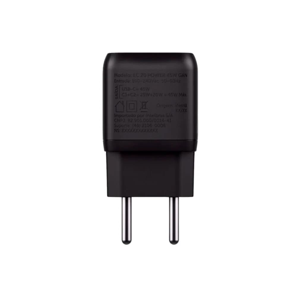 Carregador Intelbras EC 20 Power 45W GAN 2P USB-C - 4820191