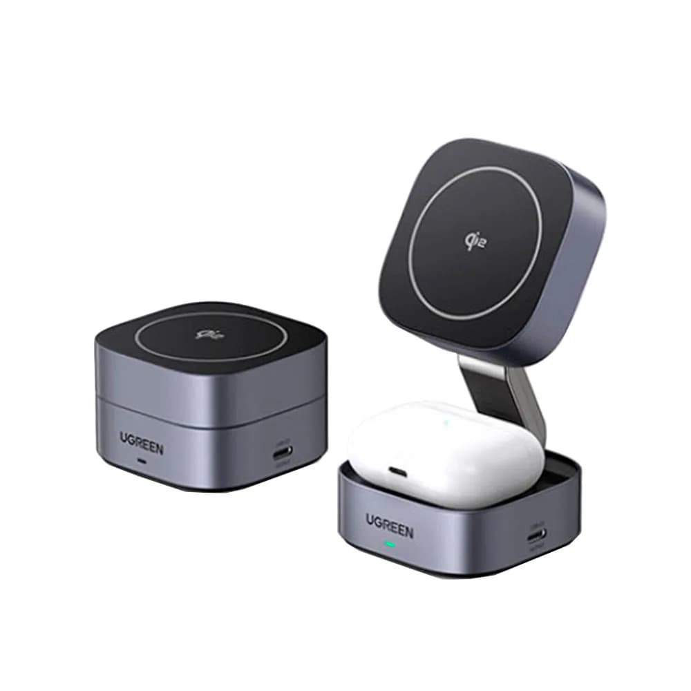 Carregador Magnético Ugreen 2 em 1 com Entrada USB-C e Saída USB-C - W702