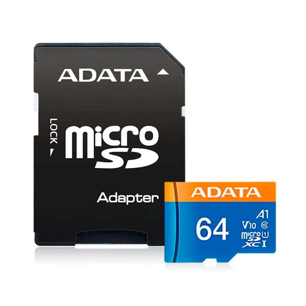 Cartão de Memória SD Adata Class 10UHS-I 64GB (Micro + Adaptador) - AUSDX64GUICL10A1-RA1