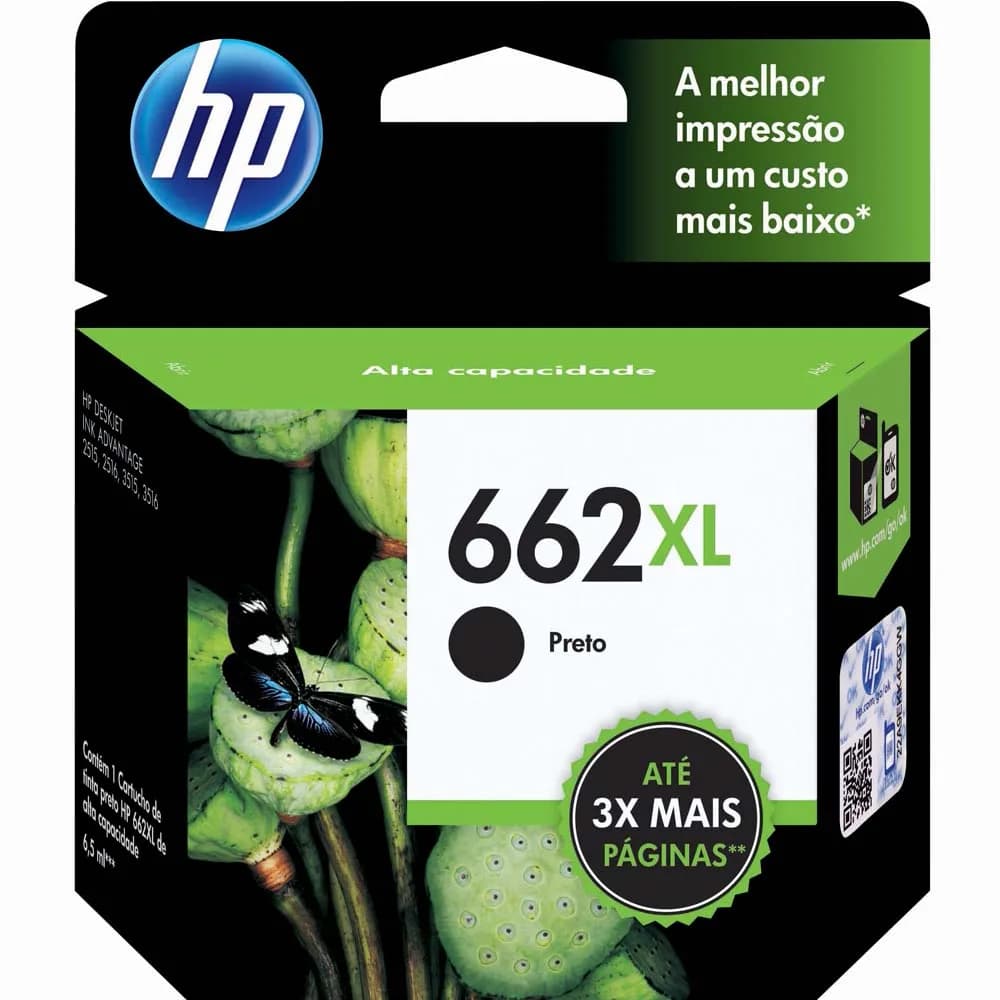 Cartucho HP CZ105AB N 662XL Preto