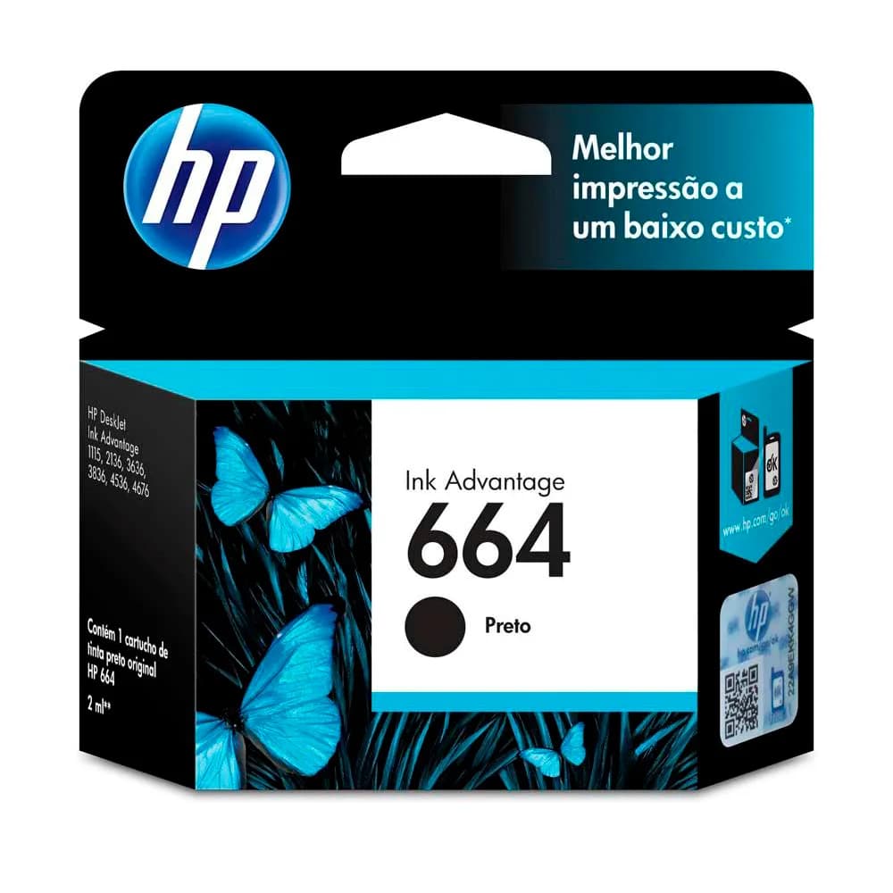 Cartucho HP F6V29AB N 664 Preto