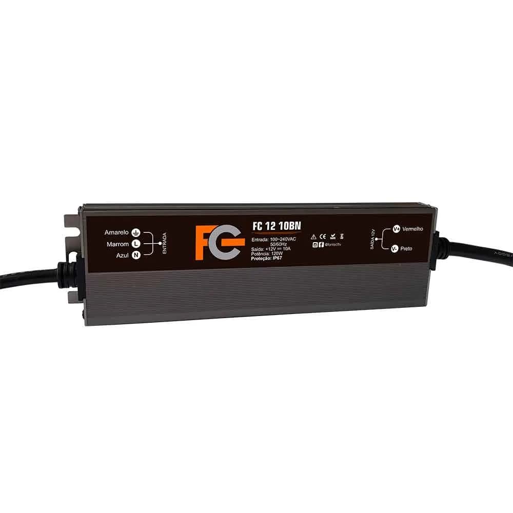 Fonte Blindada 12V 10A 120W IP67 FC1210BN FC Fontes