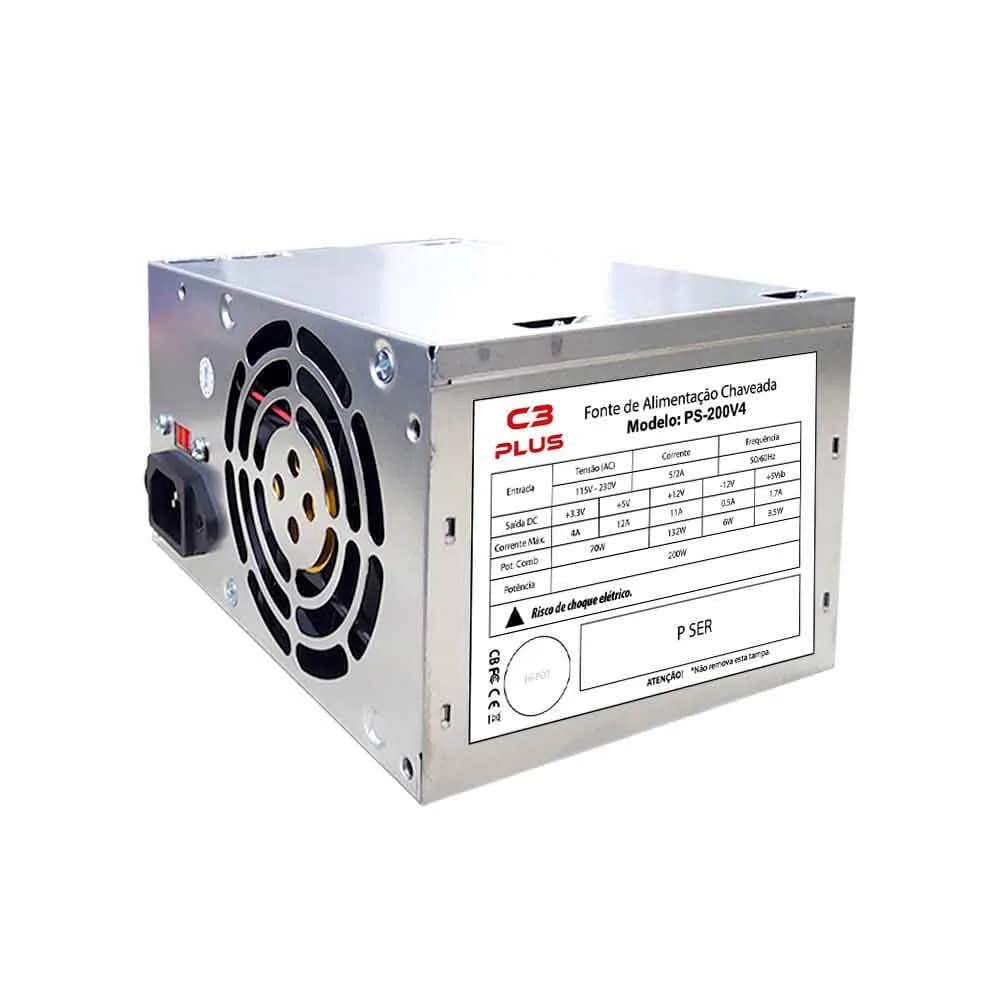 Fonte de Alimentação C3Tech 200W ATX PS-200V4 S/Cabo