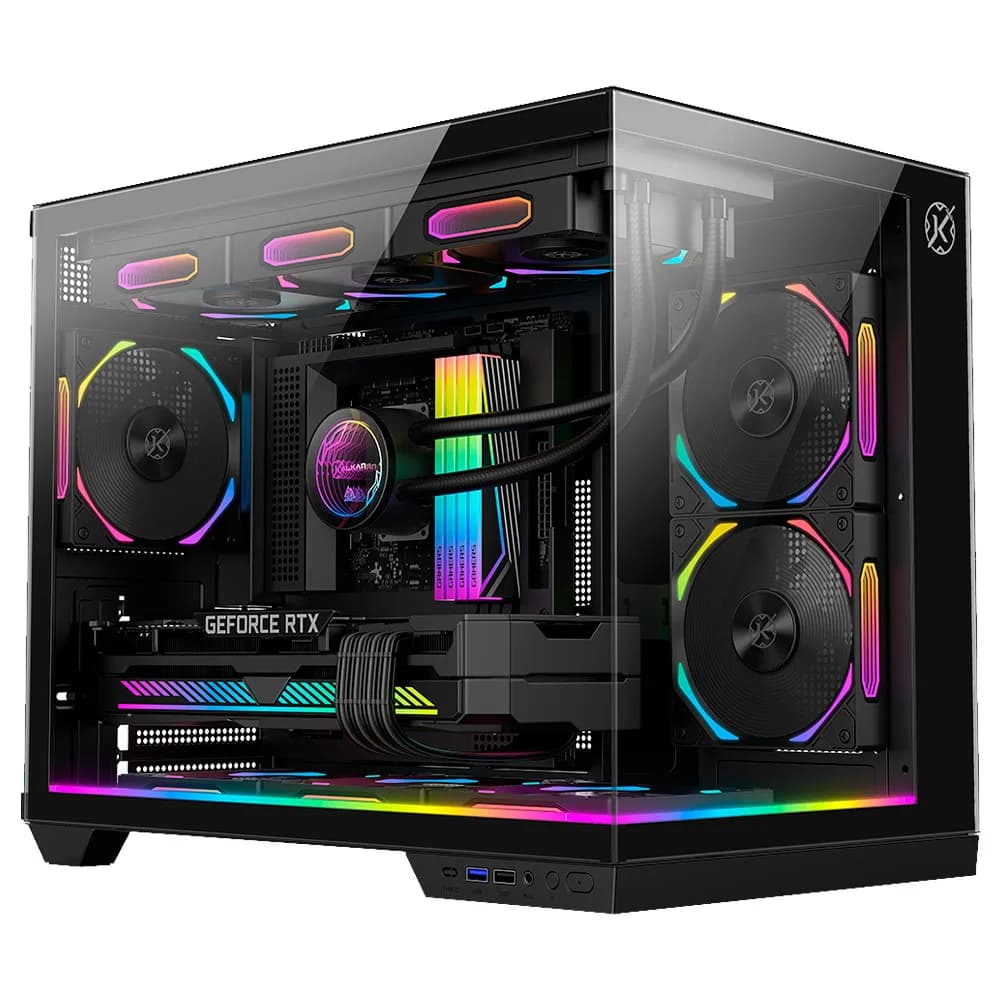 Gabinete Gamer Kalkan Saga RGB Preto sem Fan KLK00044