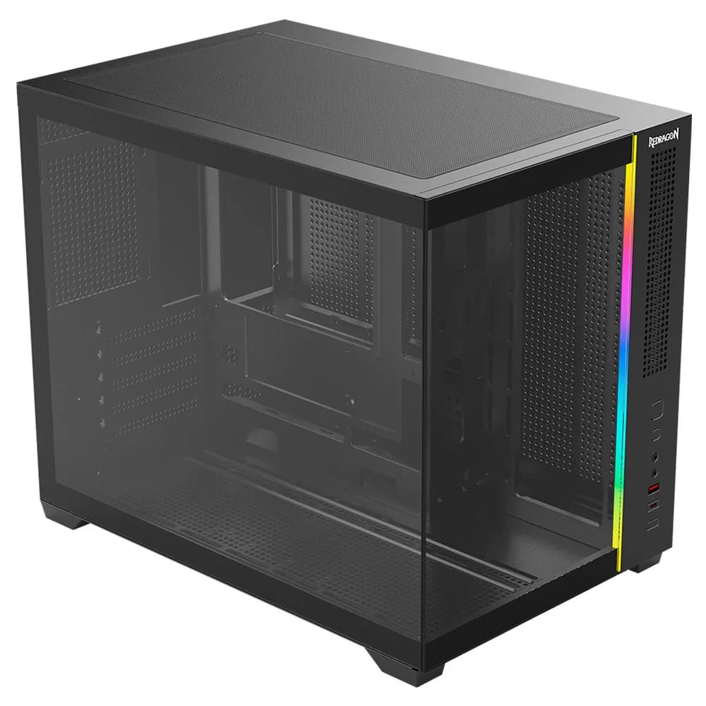 Gabinete Gamer Redragon Wideload Mini Lite RGB Micro ATX Preto CA-611B