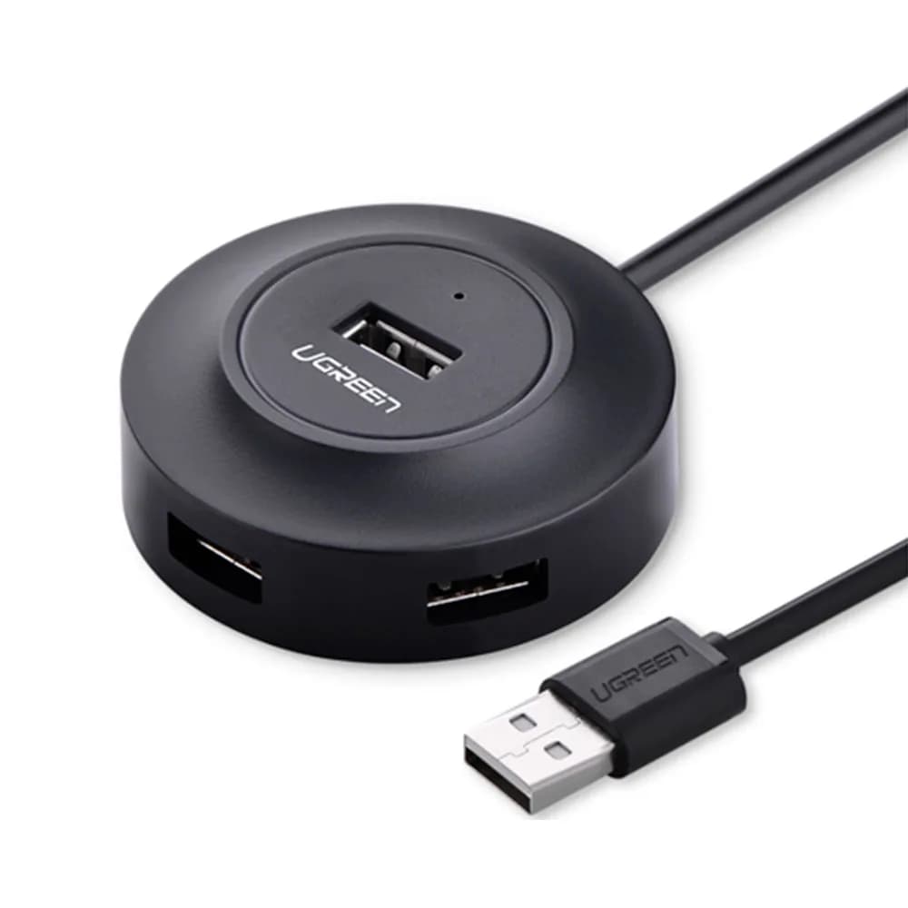 Hub USB Ugreen com 4P USB 2.0 com Cabo de 1M Preto - CR106