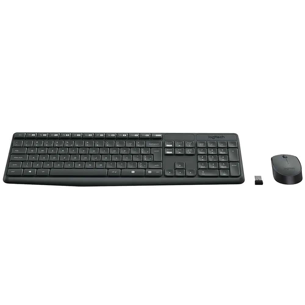 Kit Mouse e Teclado Logitech MK235 sem Fio Preto