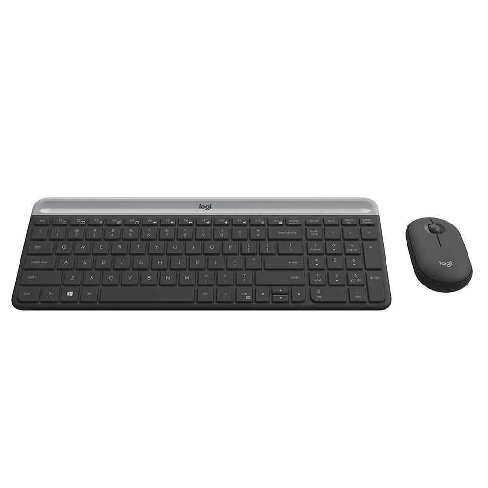 Kit Mouse e Teclado Logitech MK470 Slim sem Fio USB Grafite