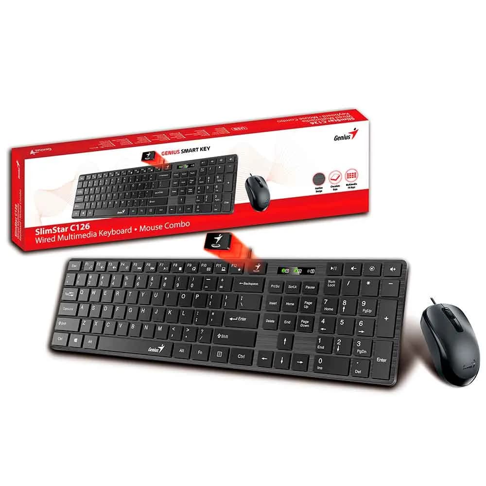 Kit Mouse e Teclado Multimídia Genius SS-C126 com Fio USB