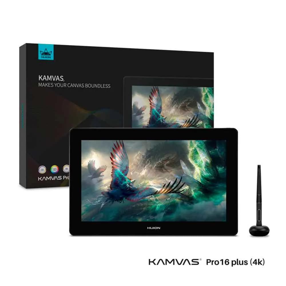 Mesa Digitalizadora GT1562-G Huion Kamvas Plus - Tamanho 16", Tela UHD 4K (Cor Cinza Escuro)