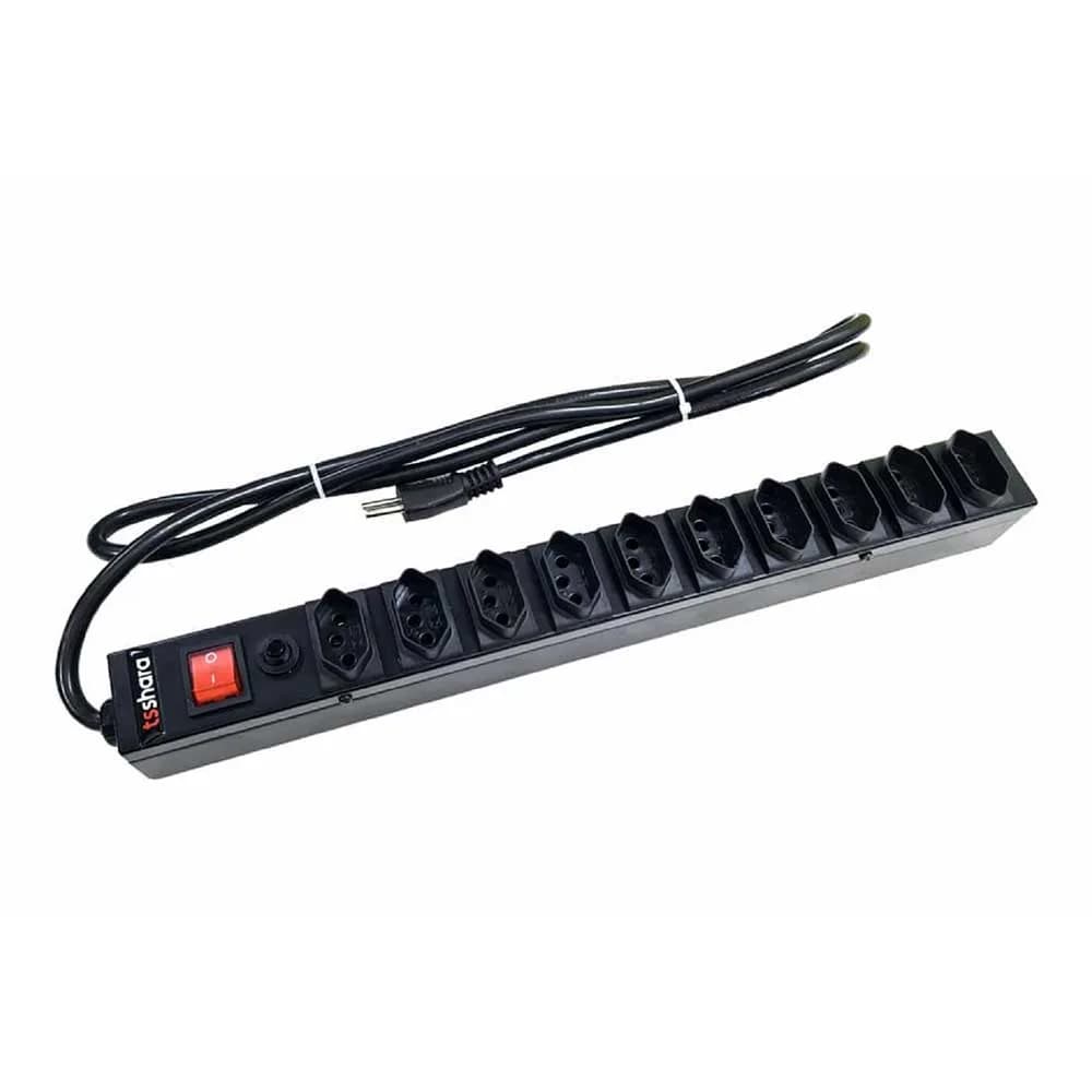 PDU Filtro de Linha TS Shara + Protetor 10 Tomadas 20A Bivolt Cabo 1,5M Preto Metálico - 564