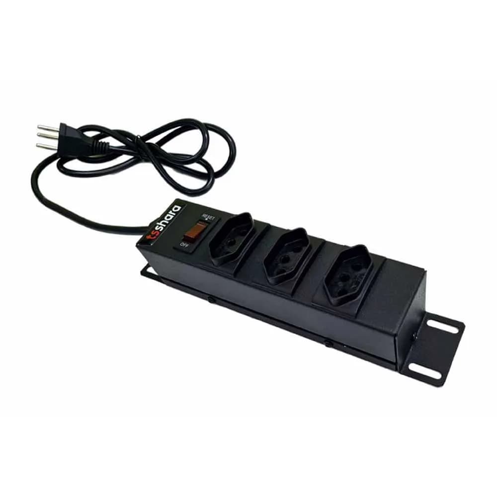 PDU Filtro de Linha TS Shara + Protetor 3 Tomadas 10A Bivolt Cabo 1,5M Preto Metálico - 558