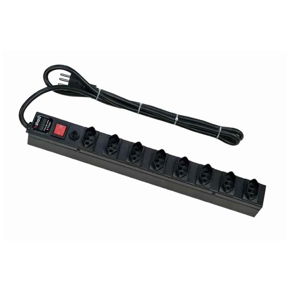PDU Filtro de Linha TS Shara + Protetor 8 Tomadas Bivolt Cabo 1,5M Preto Metálico - 562