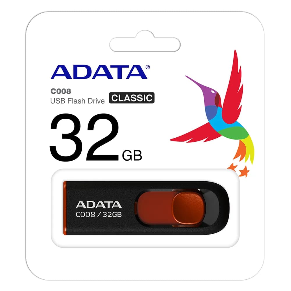 Pen Drive Adata AC008 32GB Preto/Vermelho AC008-32G-RKD