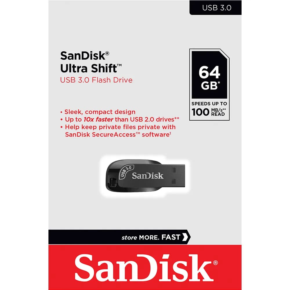 Pen Drive SanDisk Ultra Shift 64GB USB 3.0 - SDCZ410-64G-G46