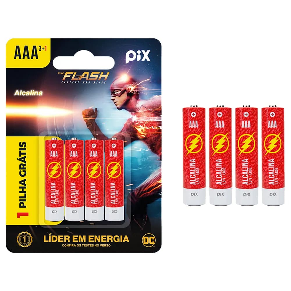 Pilha Alcalina Ultra AAA LR03 Blister c/ 4 Peças PIX - 022-6001