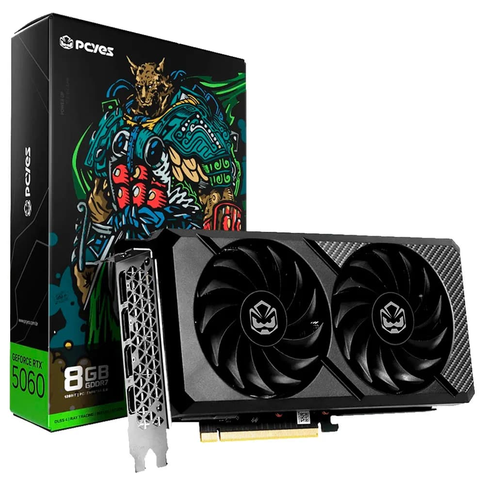 Placa de Vídeo PCYes GeForce RTX 5060 8GB GDDR7 128BITS PVRTX5060B2F128