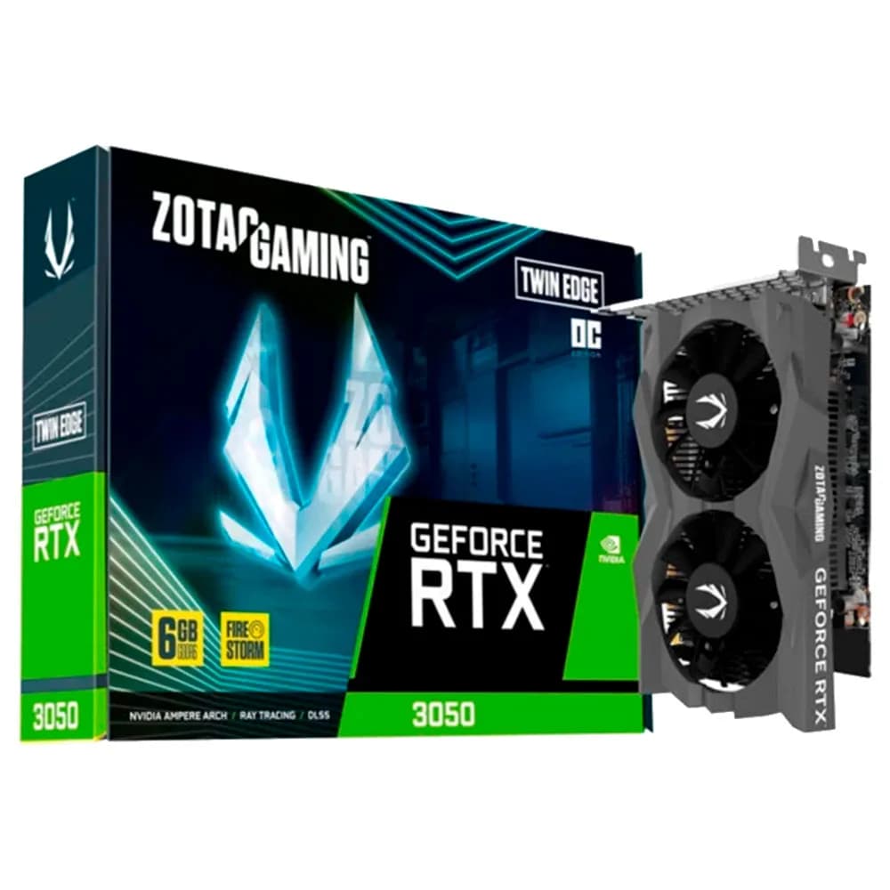 Placa de Vídeo Zotac GeForce RTX 3050 Twin Edge OC 6GB GDDR6 96BITS ZT-A30510H-10A