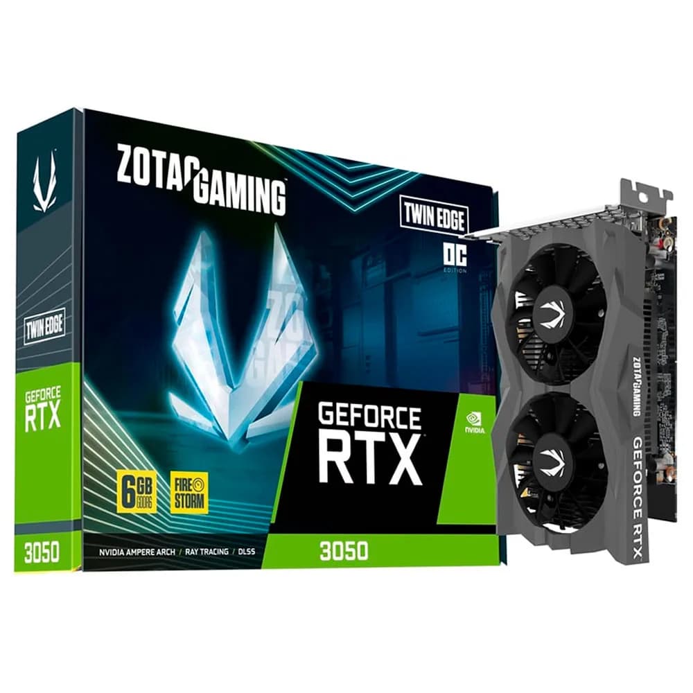Placa de Vídeo Zotac GeForce RTX 3050 Twin Edge OC 6GB GDDR6 96BITS ZT-A30510H-10L
