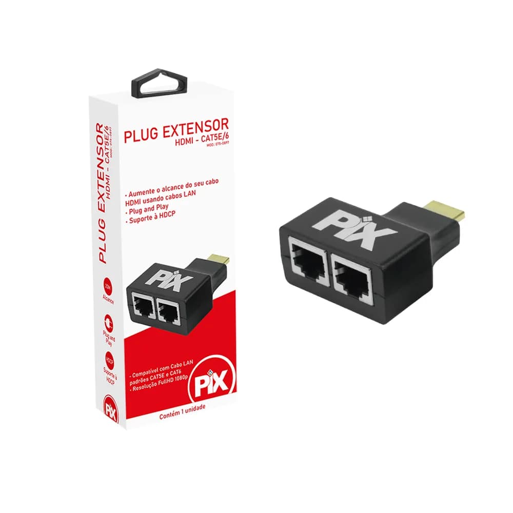 Plug Adaptador HDMI CAT5E/CAT6 - 20M PIX - 075-0897