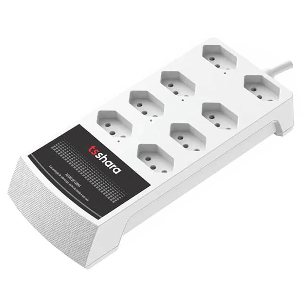 Protetor DPS TS Shara c/ 8 Tomadas 10A BIV/BIV Branco - 631