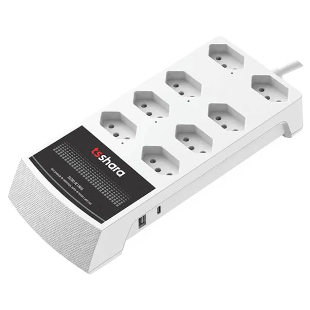 Protetor DPS TS Shara c/ 8 Tomadas Inteligentes 10A BIV/BIV Branco- 633