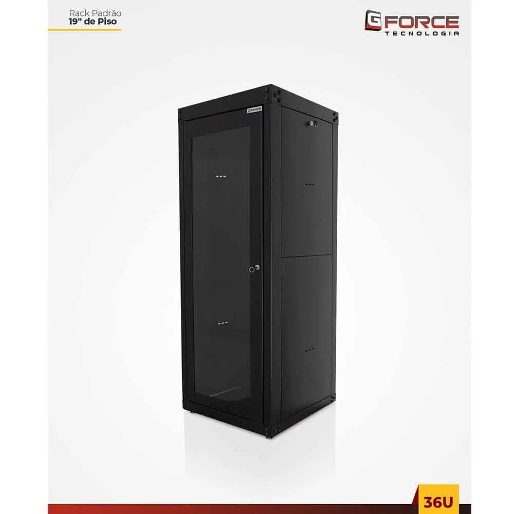 Rack Servidor GForce Padrão 19 POL 36U x 570 Piso Desmontavel Visor de Acrilico PT