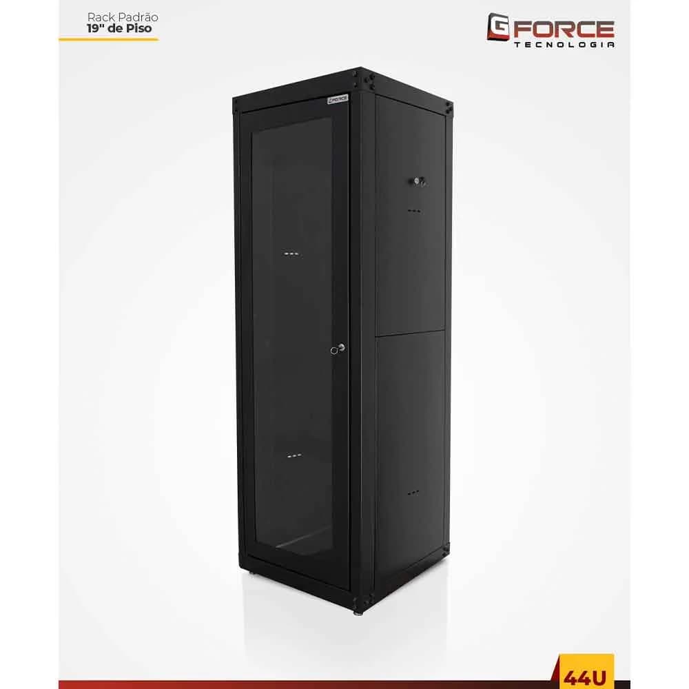 Rack Servidor GForce Padrão 19 POL 44U x 570 Piso Desmontavel Visor de Acrilico PT