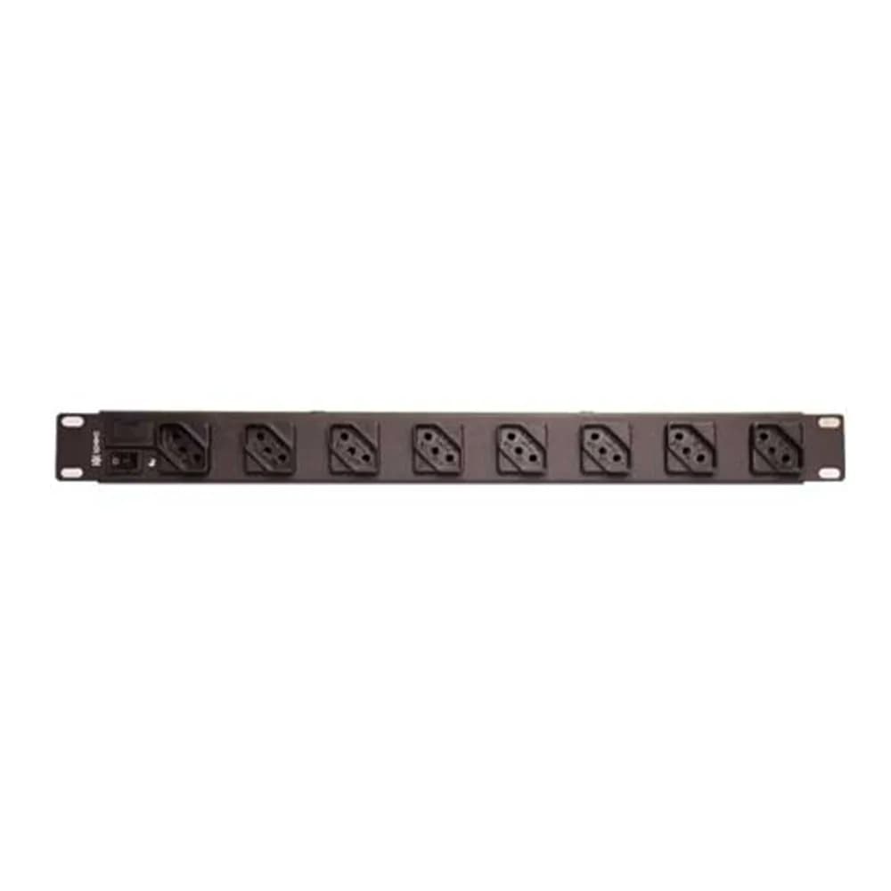 Regua para Rack 19 POL 1U Calha de 8 Tomadas 10A Bivolt com Filto Linha Cabo 1,10M Ipec
