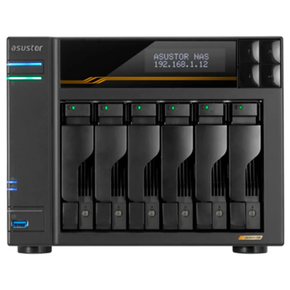 Storage nas Asustor Torre S/HD 6 Baias AMD Ryzen V3C14 2 Portas LAN 5GB e 2 10GB - AS6806T-BR
