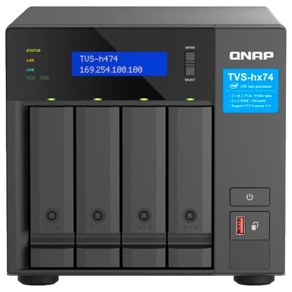 Storage nas Qnap 4 Baias Intel Pentium Gold G7400 com 2 Portas 2.5GB - TVS-H474-PT-8G-US
