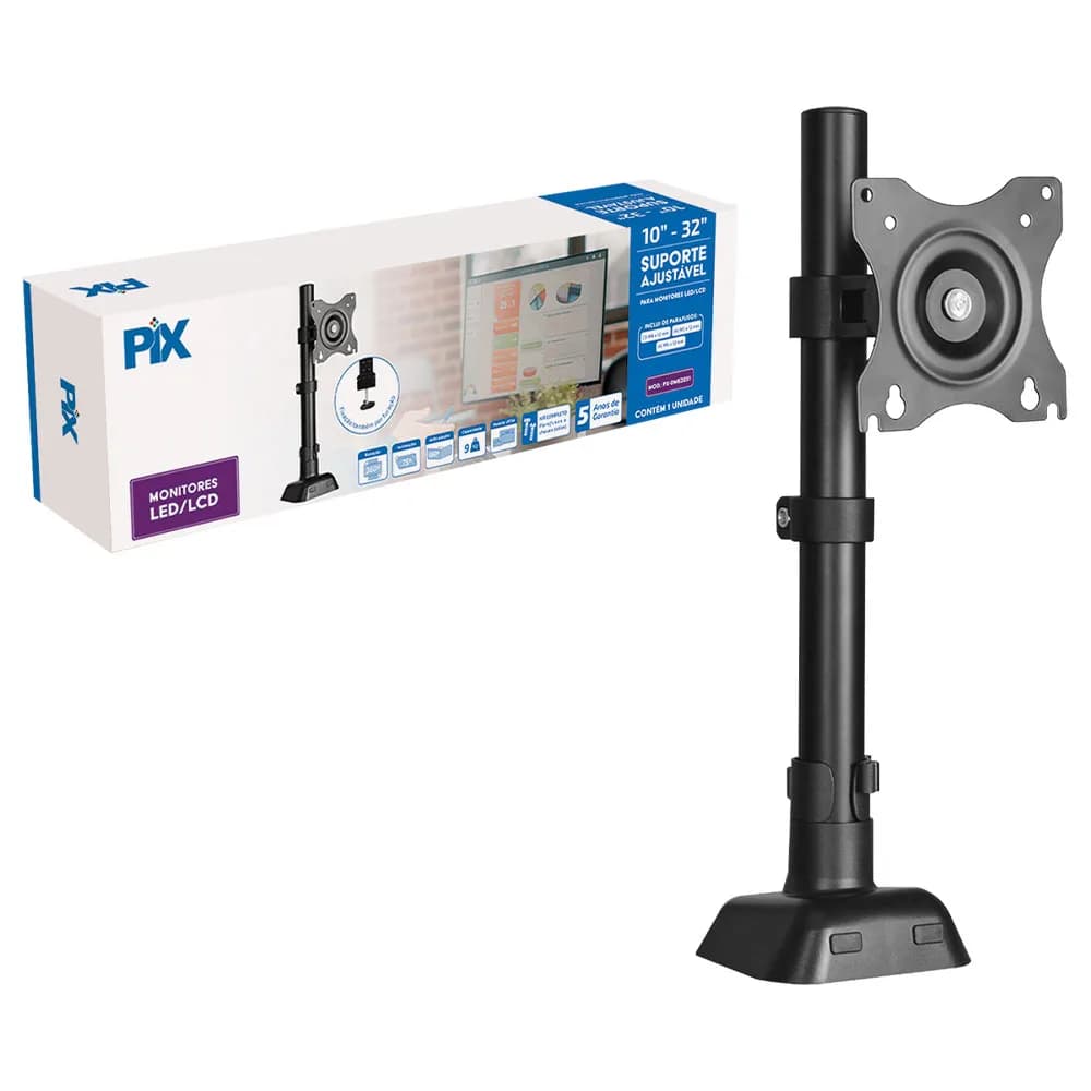 Suporte Monitor Ajustável para 1 Monitor 10" a 32" PIX - 079-0073