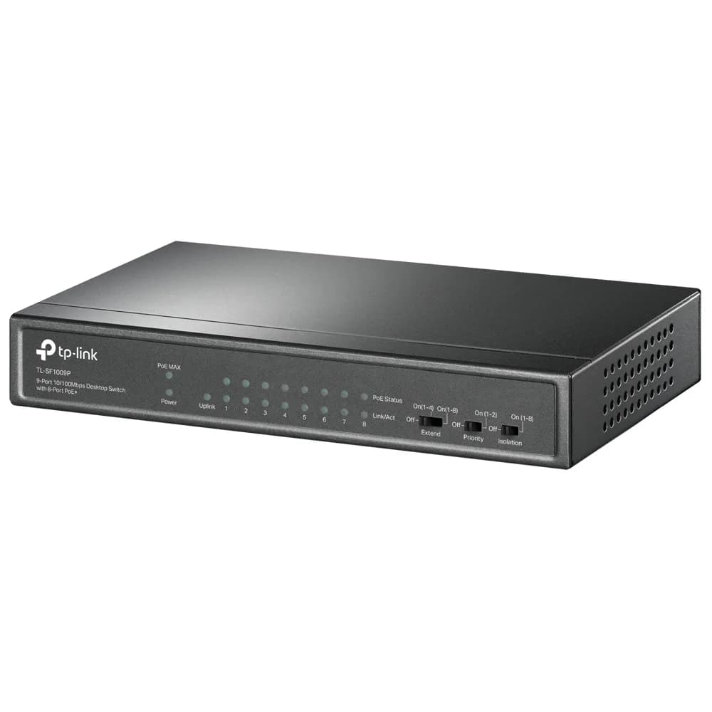 Switch 9 Portas 10/100 TP-Link TL-SF1009P de Mesa Fast Ethernet (8 Portas PoE)