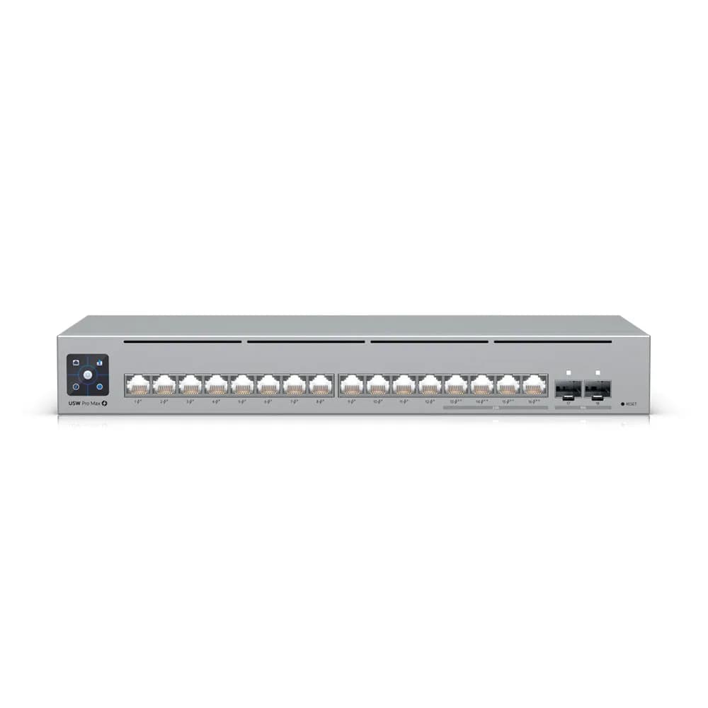Switch Ubiquiti Gerenciavel L3 16 Portas Sendo 4 de 2.5 Gigabit + 02 SFP+ de 10GB USW-PRO-MAX-16-POE