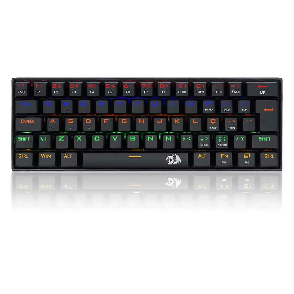 Teclado Gamer Mecânico Lakshmi Rainbow Preto Switch Vermelho K606R (PT-RED)