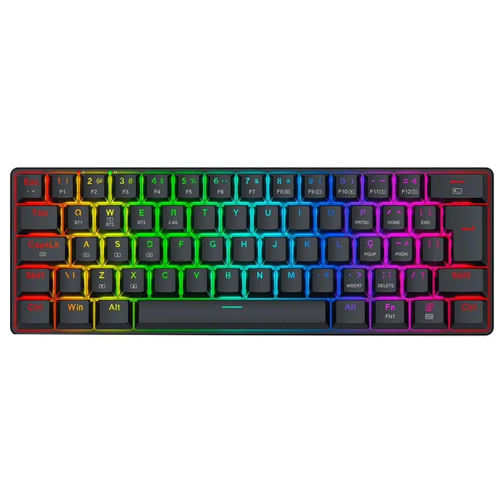 Teclado Redragon Mecânico Gamer JAX Pro RGB Preto Switch Dust-Proof Brown K613-KBS PT-Brown